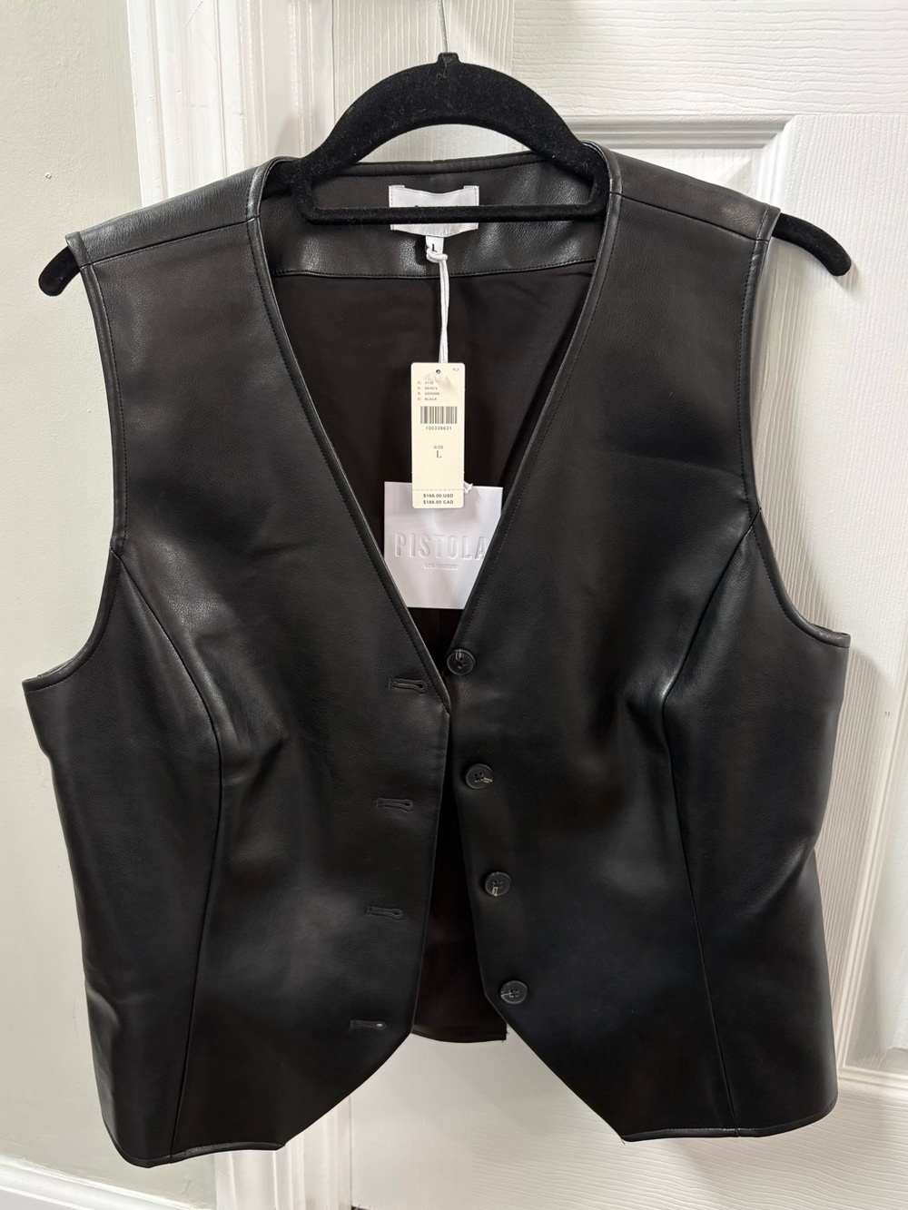 Pistola Black Faux Leather Button-Front Vest